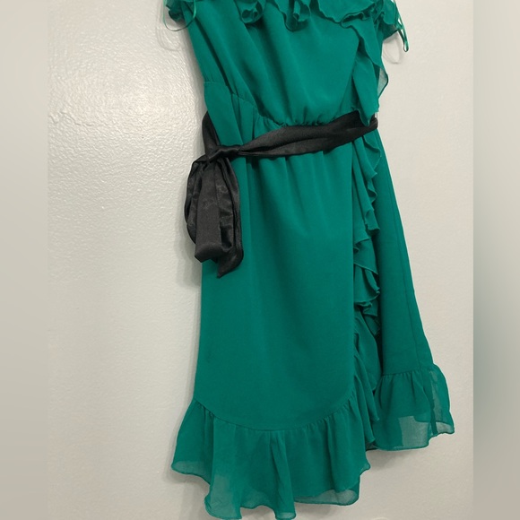 H&M Ruffle Tie Waist Mini Dress Off Shoulder Sz 10 NWT - Picture 7 of 12